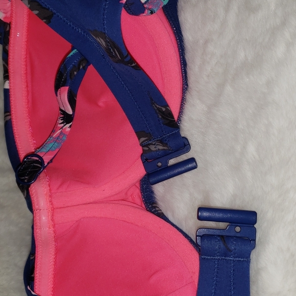 Seafolly bikini blue turquoise pink floral top bra - Picture 6 of 12